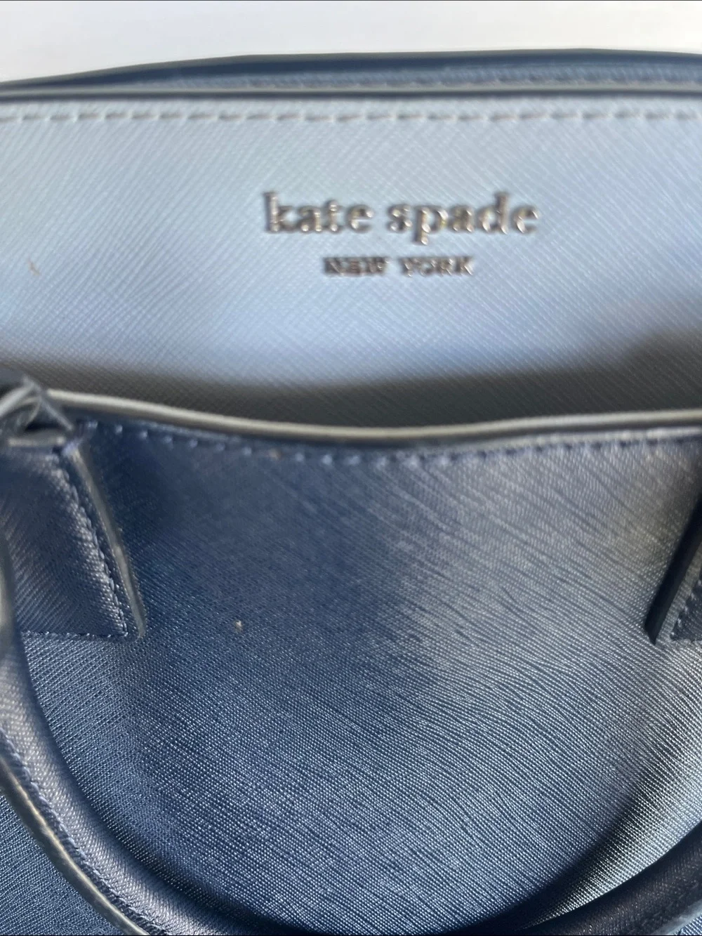 kate spade Two-Tone Navy and Light Blue Satchel purse bag Matching Wallet